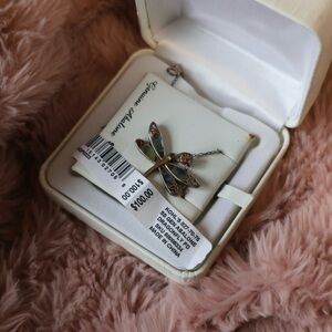 Kohl's Dragonfly Sterling Silver Necklace with Green and Gold Accents